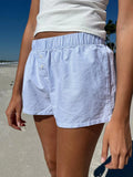 ANJALI® Loose Stripe Button Details Summer Shorts