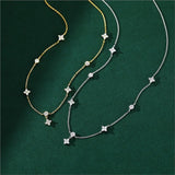 DINNA® Inlaid Zircon Four-leaf Flower Chain Necklace