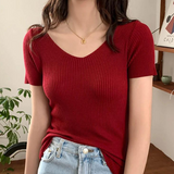 VIVIANA® Basic Summer V-neck Sweater